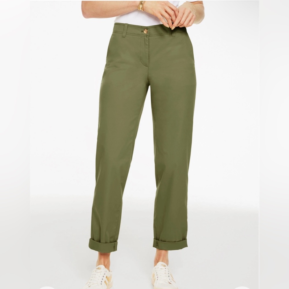 Talbot’s Everyday Relaxed Chino Pants Weekend Olive Green Straight Leg Size 16